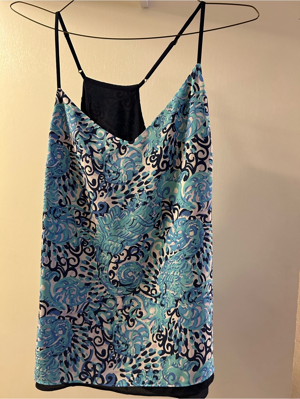 Lilly Pulitzer Blue Teal Printed Silk Camisole